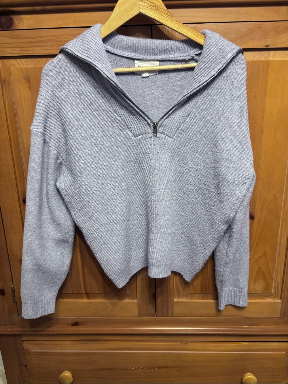 Olive & Oak Light Lilac Half-Zip Ribbed Pullover Sweater